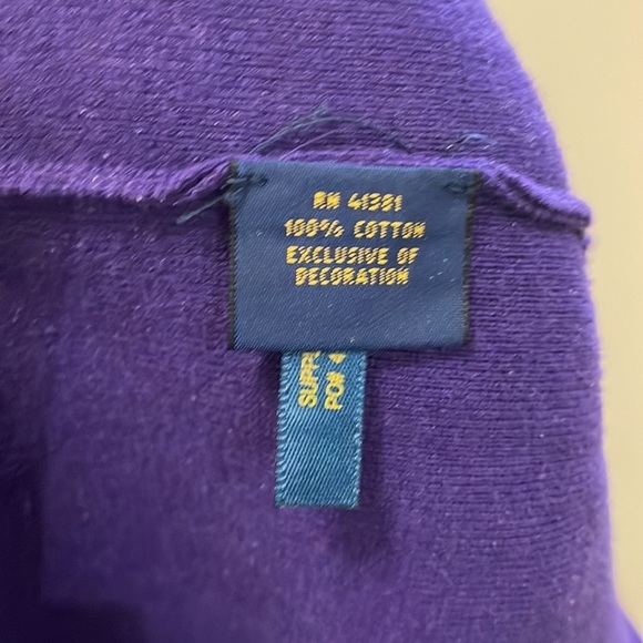 RALPH Lauren - Classic Dark Academia V-Neck 100% Pima Cotton - Purple - Medium - Picture 6 of 10